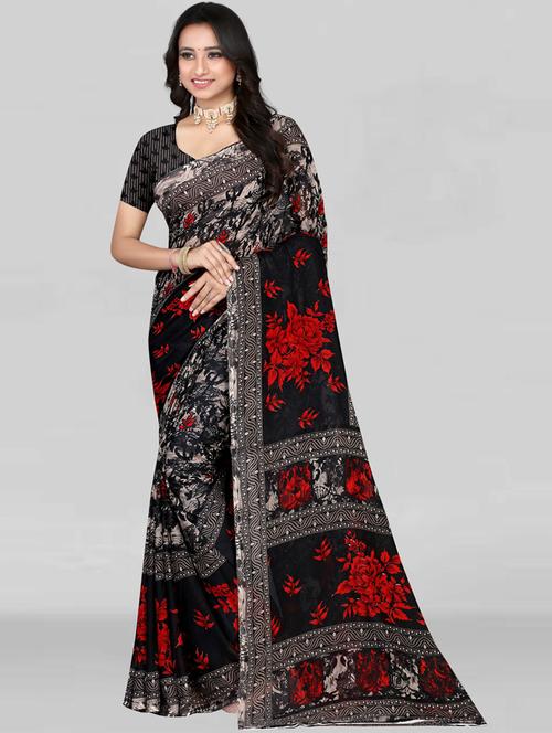 floral printed saree - 19887929 - Very Small Image - 1