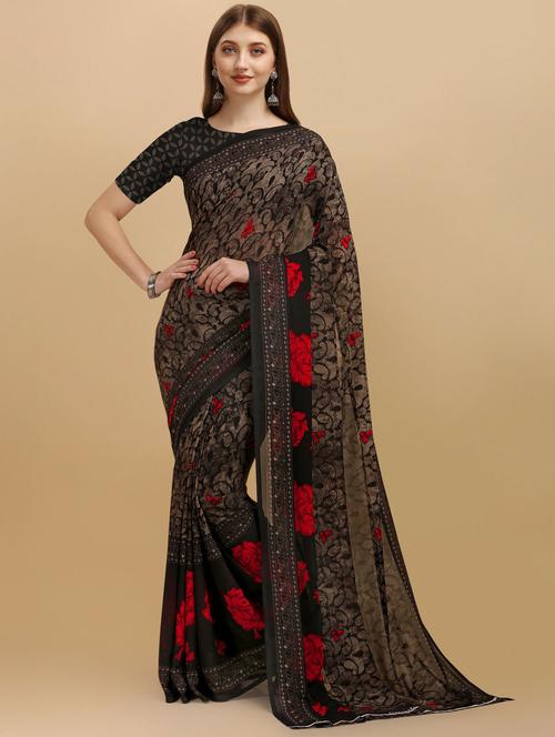 printed saree with blouse - 19888016 - Very Small Image - 1