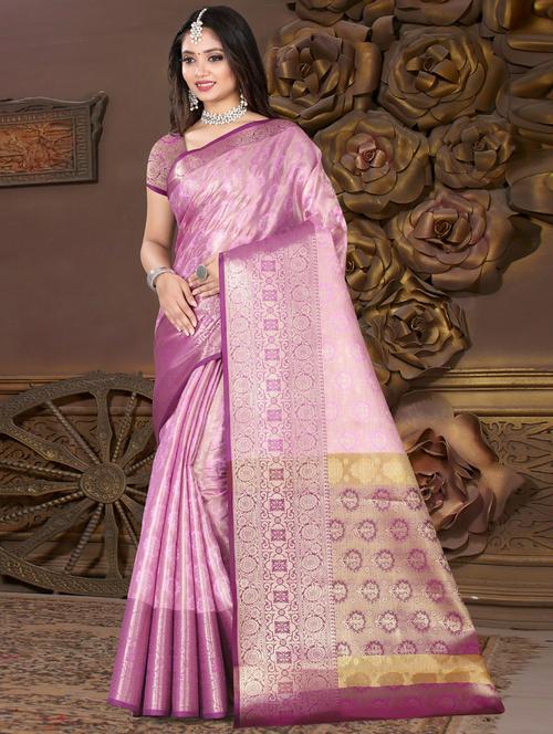 self design kanjivaram saree with blouse - 19888235 - Very Small Image - 1
