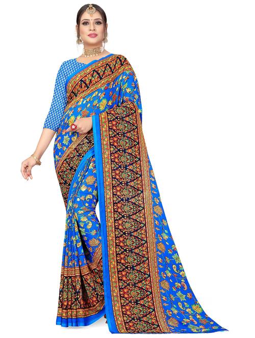 printed saree with blouse - 19888356 - Very Small Image - 1