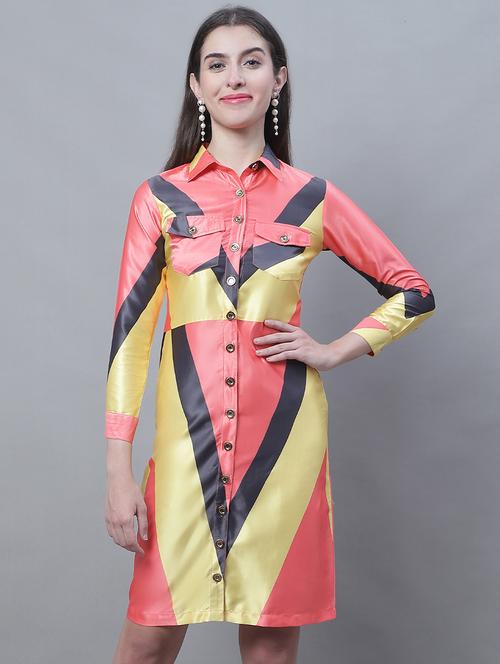 multi colored color block button-up bodycon dress - 19889904 - Very Small Image - 1
