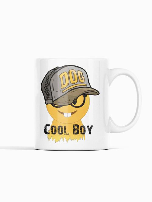 rabbit teeth with a cap, text written cool boy- emoji printed coffee mugs for emoji lovers - 19890642 - Very Small Image - 1