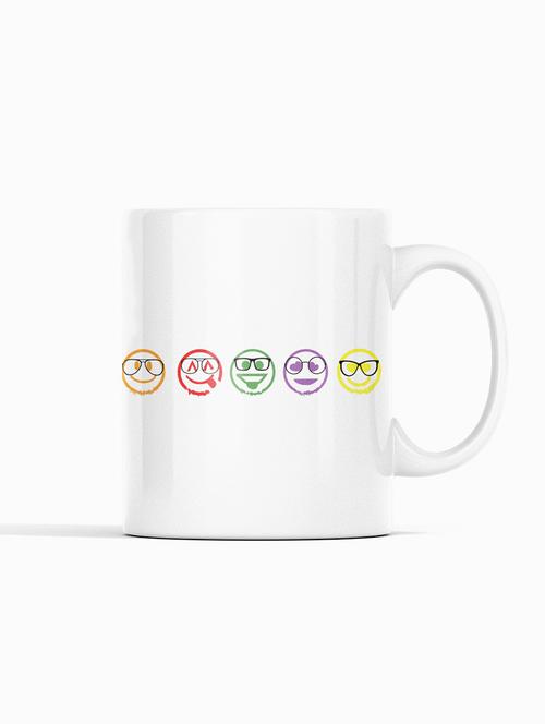 five colour shaded shapes emojis - emoji printed coffee mugs for emoji lovers - 19890707 - Very Small Image - 1