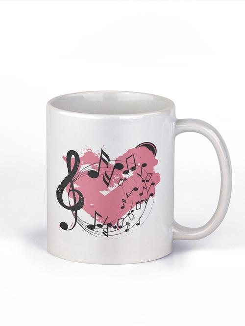 red heart surrounded by musical notes - white - printed mug - personalized coffee or tea mug - 19890849 - Very Small Image - 1
