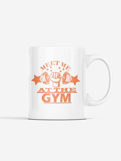 meet me at the gym text in orange - printed coffee mugs for gym lovers - 19890883 - Very Small Image - 1