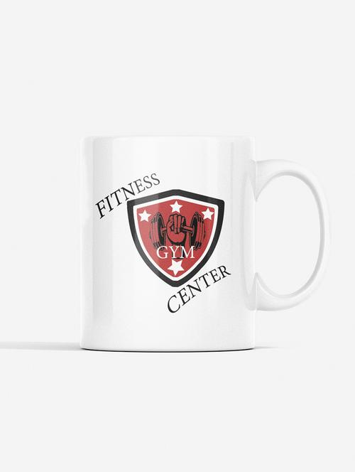 fitness gym center, (bg shield red, black and white) - printed coffee mugs for gym lovers - 19890912 - Very Small Image - 1