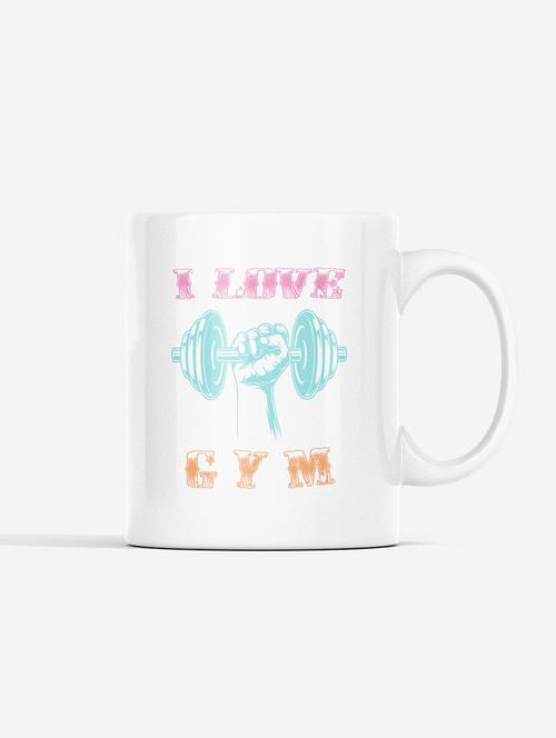 i love gym, (bg pink, white and orange) - printed coffee mugs for gym lovers - 19890932 - Very Small Image - 1