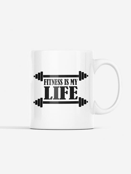 fitness is my life (bg black) - printed coffee mugs for gym lovers - 19890946 - Very Small Image - 1