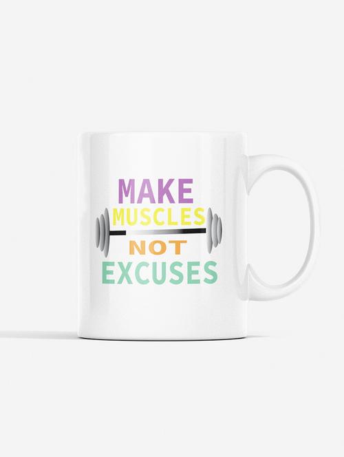 make muscles, not excuses - printed coffee mugs for gym lovers - 19890977 - Very Small Image - 1