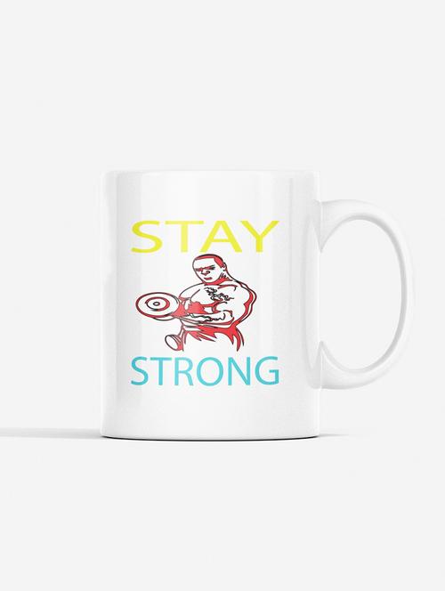 stay strong, (bg yellow and white) - printed coffee mugs for gym lovers - 19890981 - Very Small Image - 1