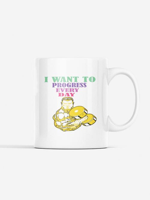 i want to progress everyday, (bg yellow) - printed coffee mugs for gym lovers - 19890985 - Very Small Image - 1