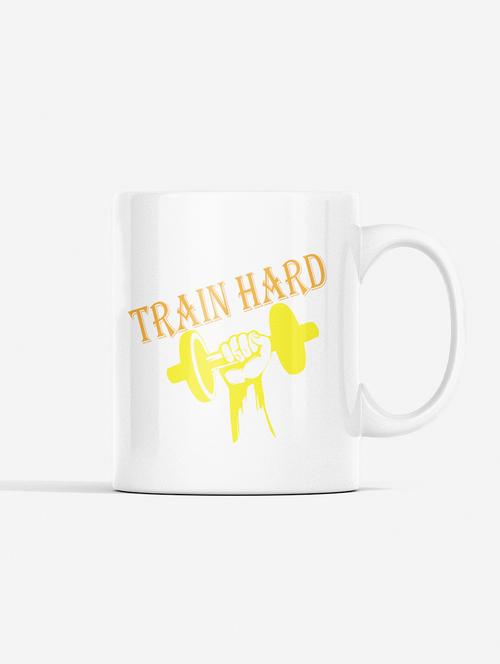train hard,(bg yellow and orange) - printed coffee mugs for gym lovers - 19890991 - Very Small Image - 1