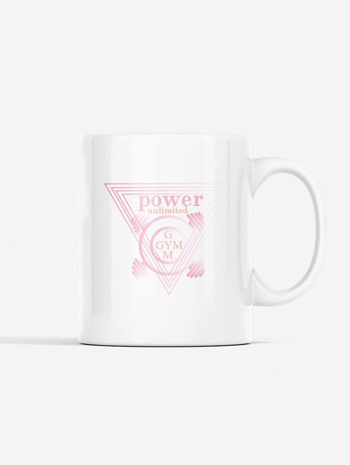 power unlimited, (bg pink) - printed coffee mugs for gym lovers - 19891008 - Very Small Image - 1