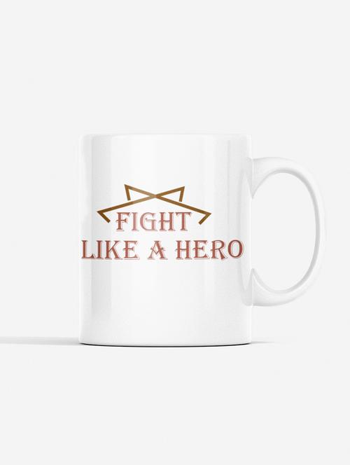 fight like a hero,(bg brown) - printed coffee mugs for gym lovers - 19891033 - Very Small Image - 1
