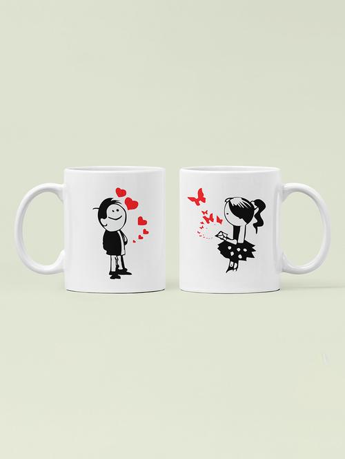 cute couple with hearts- printed coffee mugs for valentine's day( pack of 2 ) - 19891315 - Very Small Image - 1