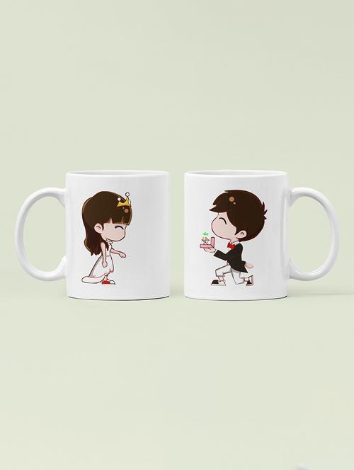 boy proposing girl - printed coffee mugs for valentine's day(pack of 2) - 19891321 - Very Small Image - 1