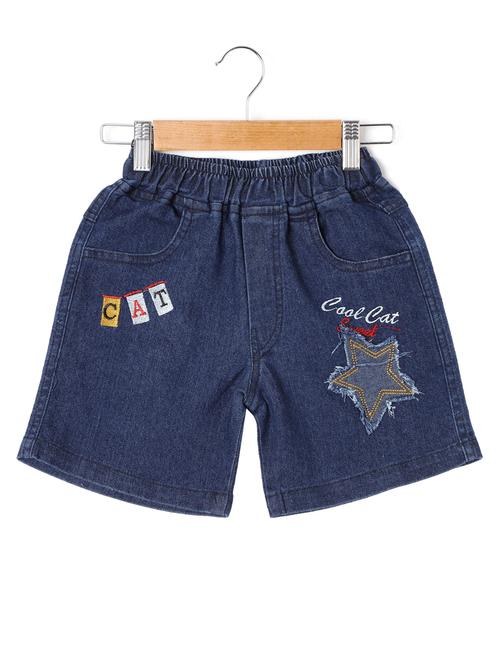blue solid denim shorts - 19891388 - Very Small Image - 1