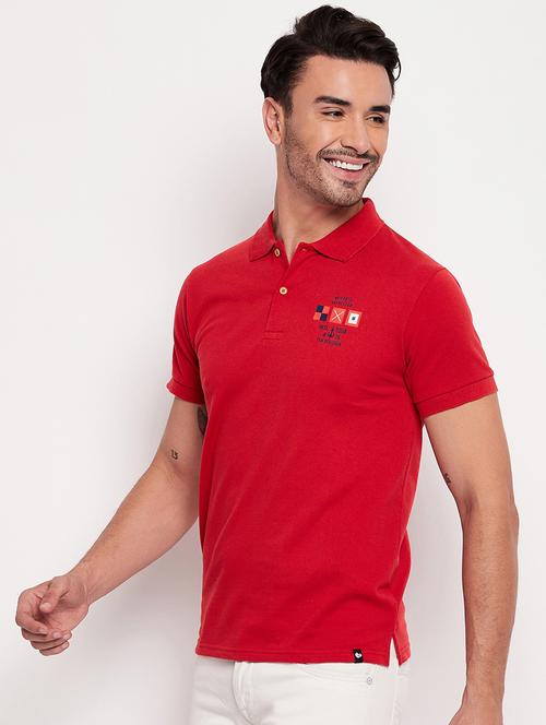 red solid polo neck half sleeves regular t-shirt - 19891772 - Very Small Image - 1