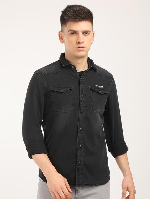 mens solid casual shirt - 19891900 - Very Small Image - 1