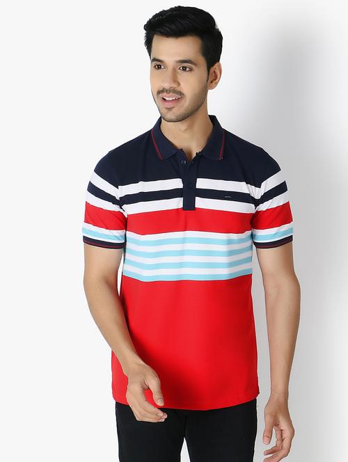 men striped cotton polo t-shirt - 19892003 - Very Small Image - 1