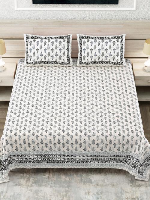 texstylers cotton floral jaipuri print 108x108 inch king size bedsheet with 2 pillow covers - 19892017 - Very Small Image - 1