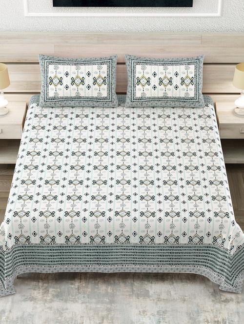 texstylers cotton floral jaipuri print 108x108 inch king size bedsheet with 2 pillow covers - 19892021 - Very Small Image - 1