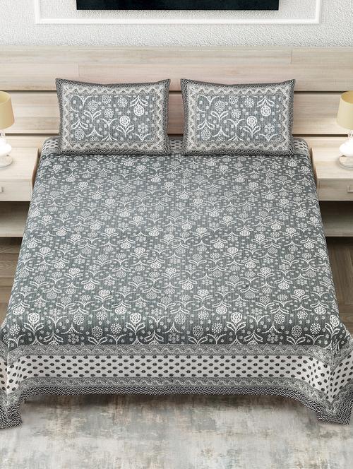 texstylers cotton floral jaipuri print 108x108 inch king size bedsheet with 2 pillow covers - 19892028 - Very Small Image - 1