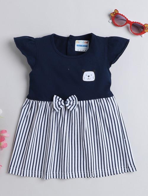 girls round neck cap sleeve frock - 19893115 - Very Small Image - 1