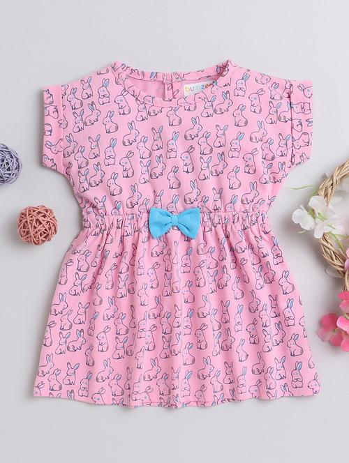 girls round neck cap sleeve frock - 19893129 - Very Small Image - 1