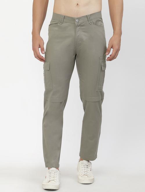 solid cotton cargos casual trouser - 19893218 - Very Small Image - 1