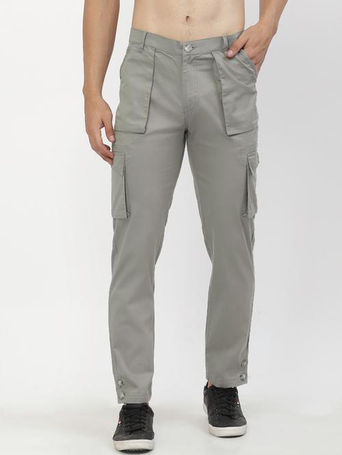 solid cotton cargos casual trouser - 19893221 - Very Small Image - 1