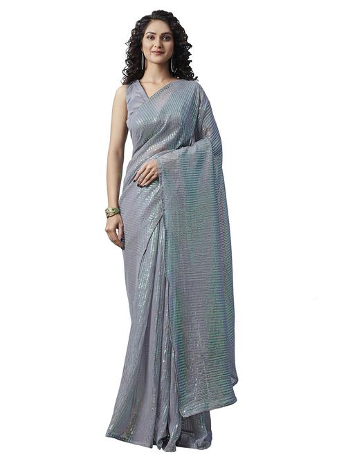 self design sequin work georgette saree - 19895722 - Very Small Image - 1