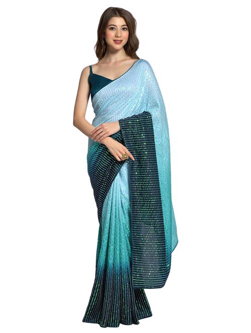 sequined ombre saree with blouse - 19895789 - Very Small Image - 1