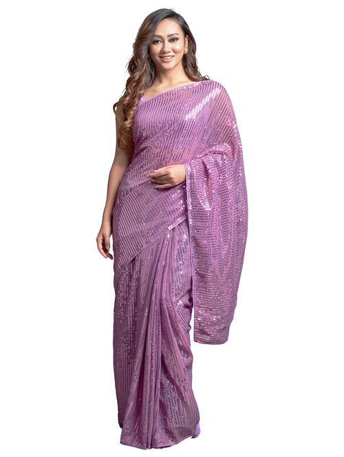 sequined saree with blouse - 19895810 - Very Small Image - 1