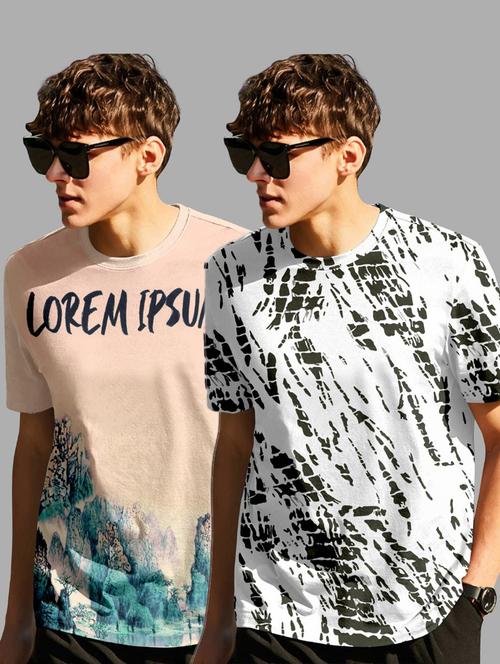 pack of 2 multi colored printed t-shirt - 19896052 - Very Small Image - 1