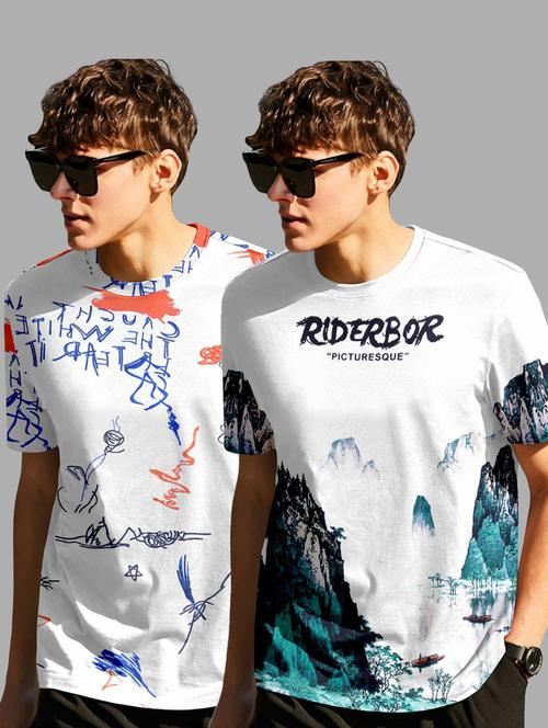 pack of 2 multi colored printed t-shirt - 19896053 - Very Small Image - 1