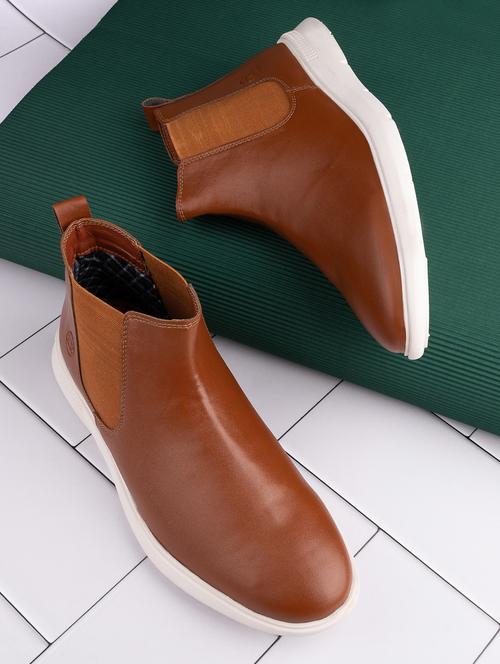 tan synthetic slip on boots - 19896064 - Very Small Image - 1