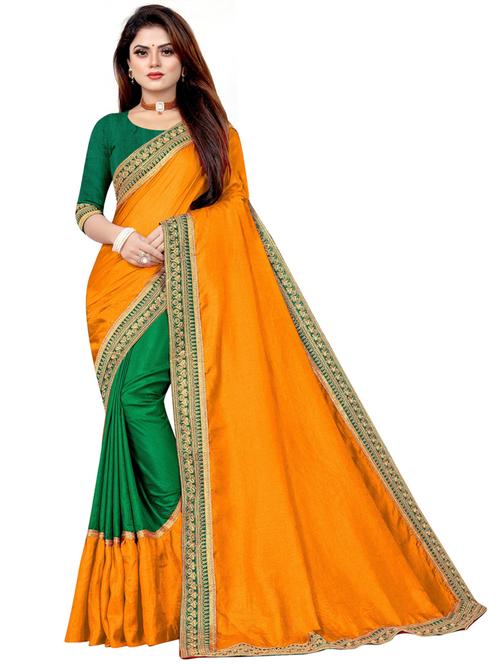 women's bordered royal blue colored saree with blouse - 19896096 - Very Small Image - 1