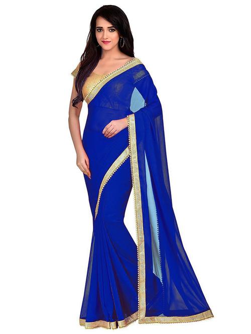 women's bordered royal blue colored saree - 19896097 - Very Small Image - 1