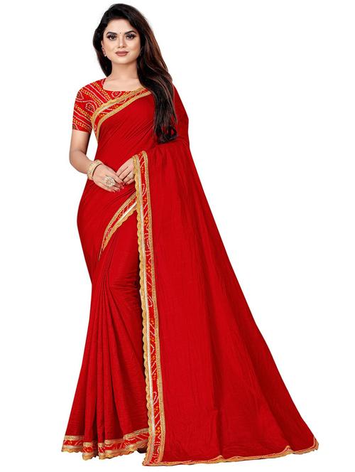women's bordered red colored saree - 19896406 - Very Small Image - 1