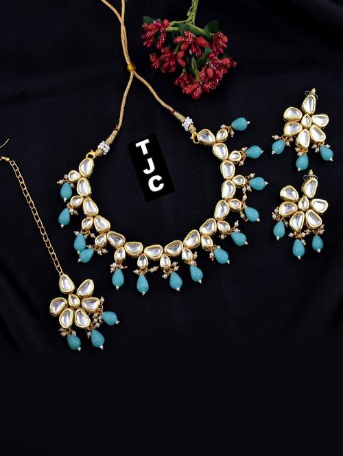 tjc beads studded brass jewellery set - 19897198 - Very Small Image - 1