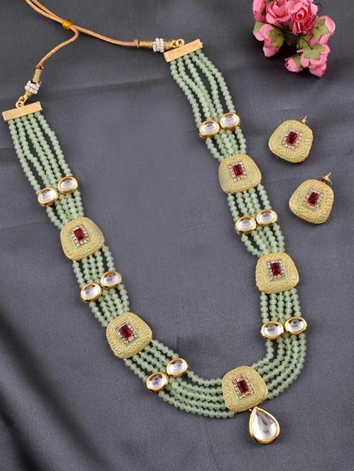 tjc beads studded brass jewellery set - 19897265 - Very Small Image - 1
