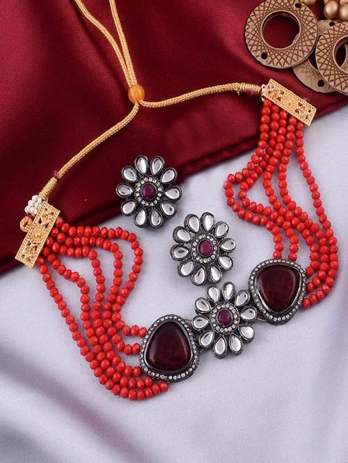 tjc beads studded brass jewellery set - 19897347 - Very Small Image - 1