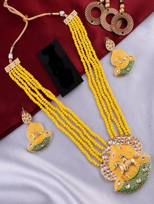 tjc beads studded brass jewellery set - 19897355 - Very Small Image - 1