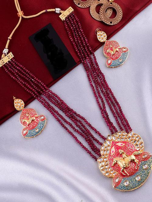 tjc beads studded brass jewellery set - 19897363 - Very Small Image - 1