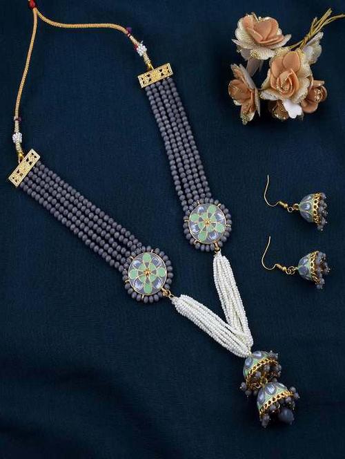 tjc beads studded brass jewellery set - 19897372 - Very Small Image - 1