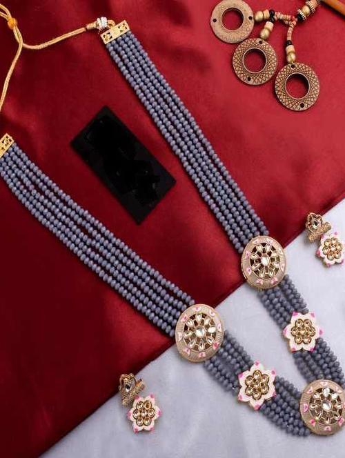 tjc beads studded brass jewellery set - 19897414 - Very Small Image - 1