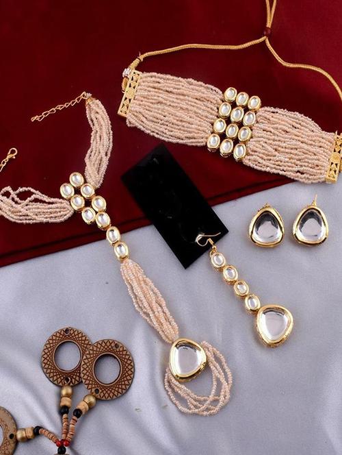 tjc beads studded brass jewellery set - 19897586 - Very Small Image - 1