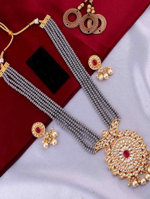 tjc beads studded brass jewellery set - 19897690 - Very Small Image - 1