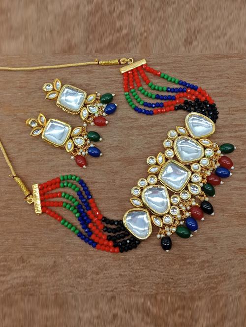 tjc beads studded brass jewellery set - 19897768 - Very Small Image - 1